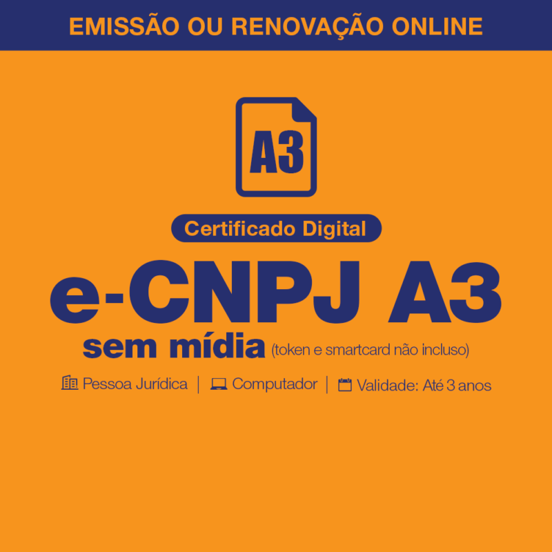 Certificado Digital e-CNPJ A3 - Pessoa jurídica - Renovação online